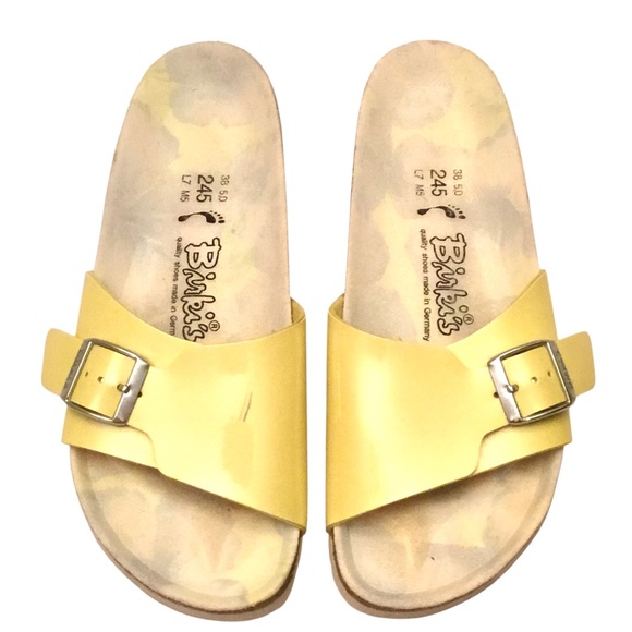 Birkenstock Catalina Birki’s Yellow Slide Sandal Birko-Flor Size: 7 Med/Narrow - Picture 4 of 12